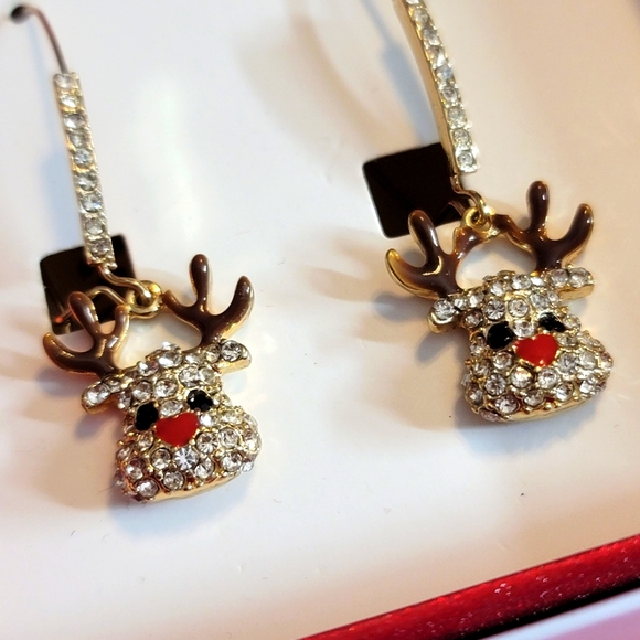 Betsey Johnson Reindeer Christmas Holiday earrings - Picture 3 of 8